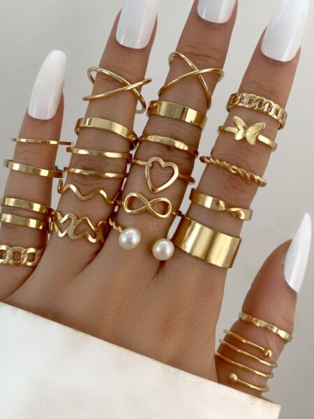 Enacolor 22Pcs/Set New Butterfly Ring Open Knuckle Ring Set Accessories Female Jewelry