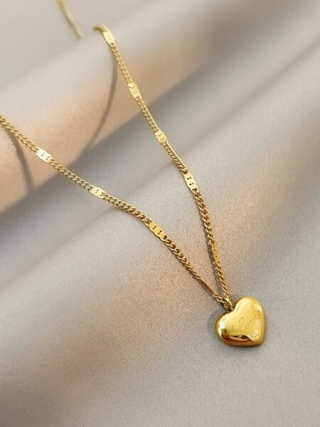Enacolor New Golden Metal Love Heart Pendant Necklace for women Fashion Necklaces Chain Accessories Jewelry Party