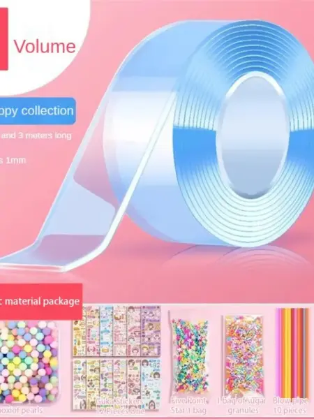 PET Nano Glue Kneading Music Blowing Bubble Full Set of Nano Tape Double-sided Paste Blowing Bubble Decompression Toys Sticker