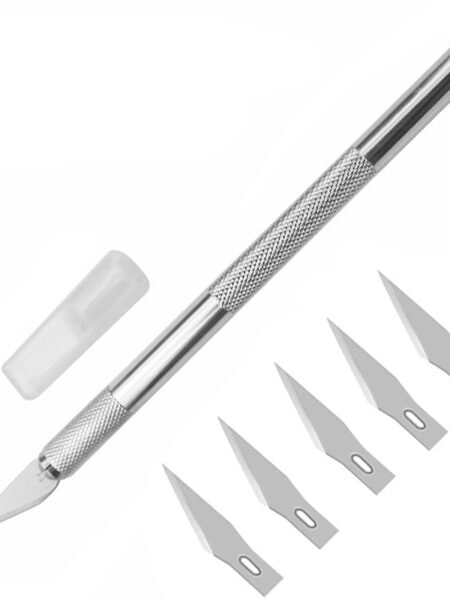 Stainless Steel Engraving Knife Blades Metal Blade Wood Carving Knife +5pcs #11 Blades Blade Replacement Surgical Scalpel Craft