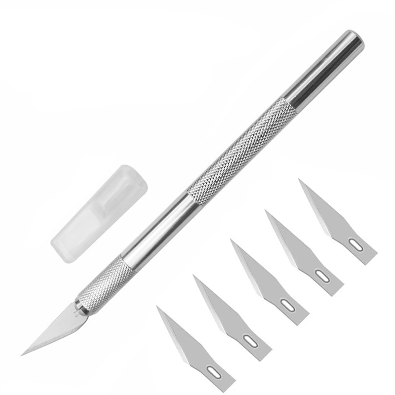 Stainless Steel Engraving Knife Blades Metal Blade Wood Carving Knife +5pcs #11 Blades Blade Replacement Surgical Scalpel Craft