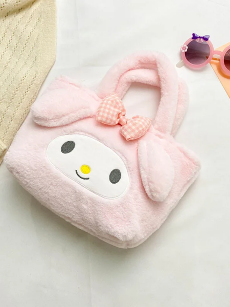 Kawaii Sanrio Plush Bag My Melody Kuromi Cartoon Animal Handbag Cute Cinnamoroll Storage Tote Bags Women Girls Birthday Gifts