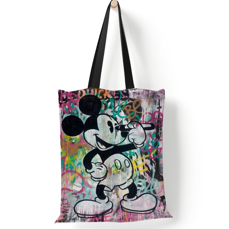 Disney New Canvas Tote Bag Mickey Mouse Printed Canvas Bag Harajuku Shoulder Bag Handbag Canvas