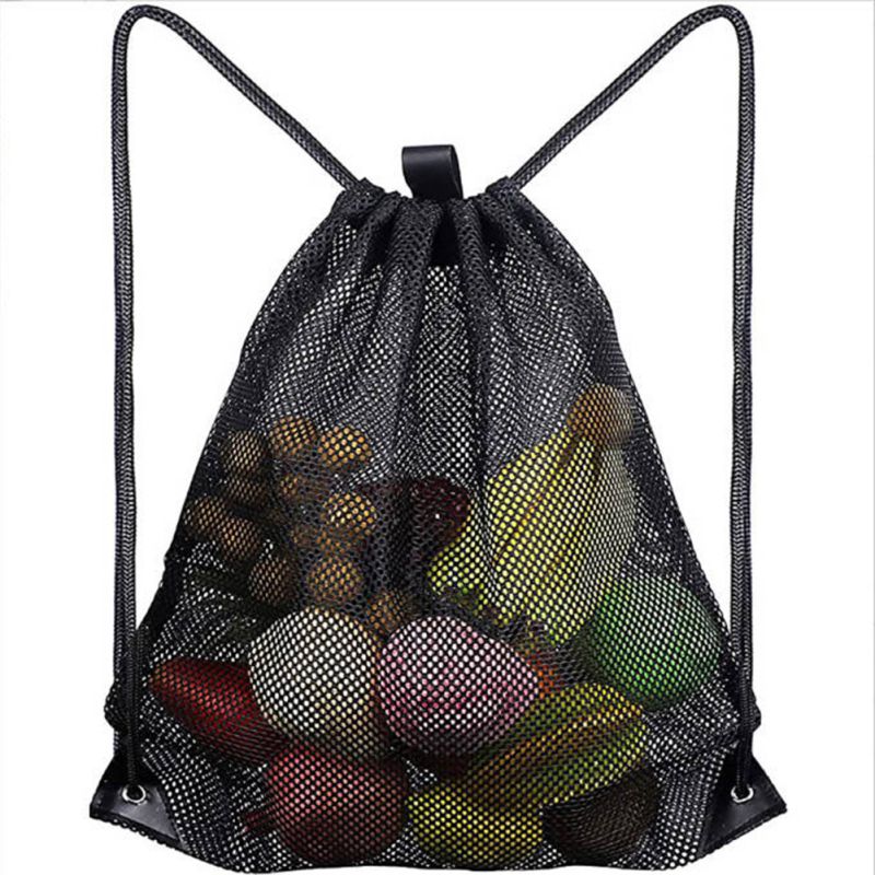 Portable supermarket Shopping Drawstring Bag Beach Clothing Mesh Storage Bag Sports Fitness Dirty Clothes Drawstring Backpack