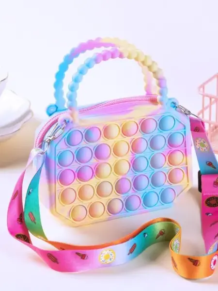Pop Purse Silicone Sensory Push Pop Bubble Bag Crossbody Bag Antistress Toys Reliver Autism Handbag Coin Pouch for Kids