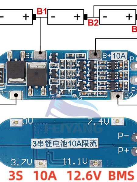 3S 10A 11.1V 12V 12.6V Lithium Battery Charger Protection Board Module for 18650 Li-ion Lipo Battery Cells BMS 3.7V