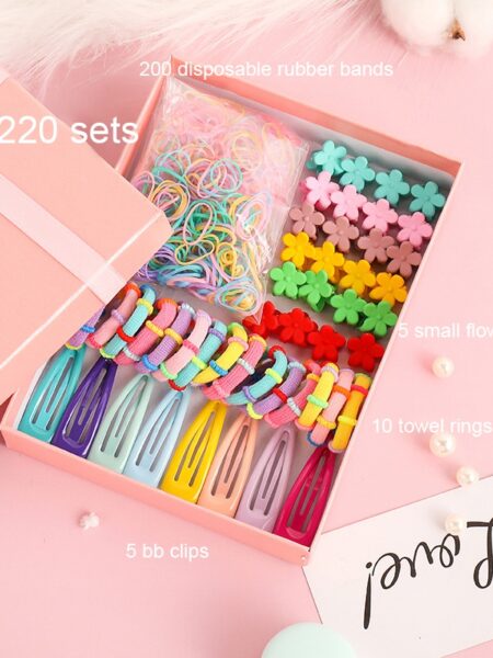 270/565/870Pcs Baby Hair Accessories Set Girls Colorful Rubber Band Cute Flower Hairpins Children Headband Barrettes Sets