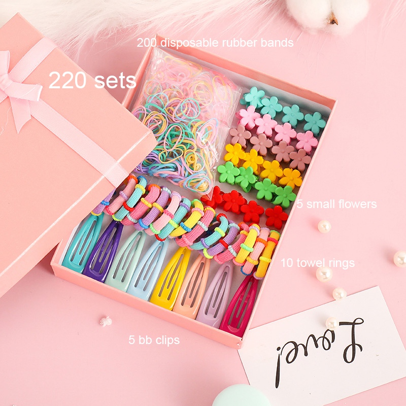 270/565/870Pcs Baby Hair Accessories Set Girls Colorful Rubber Band Cute Flower Hairpins Children Headband Barrettes Sets