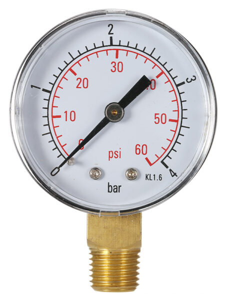 50mm 0~60psi 0~4bar Pool Filter Water Pressure Dial Hydraulic Pressure Gauge Meter Manometer 1/4" NPT Thread