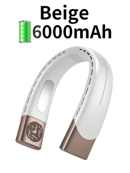 New Portable Neck Fan Cooler 6000mah Rechargeable Mini Electric Fan Small Neck Cooling Fan Bladeless Mini Outdoor Fan