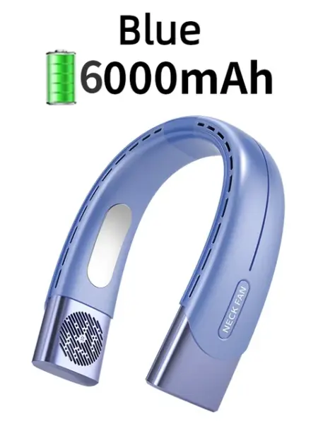 New Portable Neck Fan Cooler 6000mah Rechargeable Mini Electric Fan Small Neck Cooling Fan Bladeless Mini Outdoor Fan