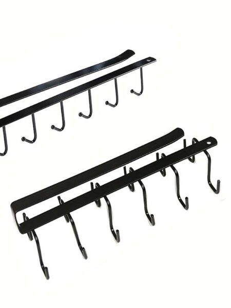 1PC Cabinet Mug Hook, 6-hooks/12-hooks Hanging Cup Holder, Multifunctional Wardrobe Row Hook Organizer Save Storage Space