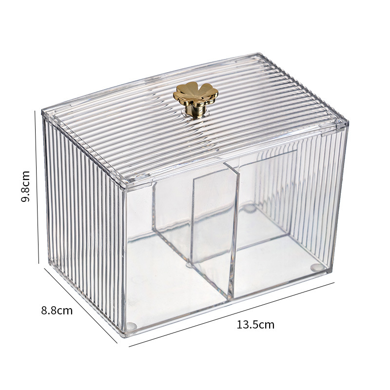 Transparent Acrylic Cotton Swab Storage Box Desktop Dust-Proof Makeup Removal Cotton Lipstick Cosmetics Storage Organization