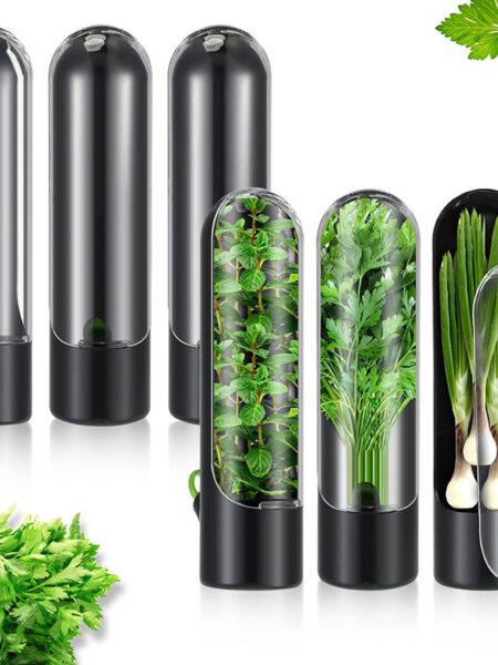 Herb Saver Storage Container Fresh Herb Keeper Vanilla Vegetables Fresh Preservation Bottle for Refrigerator Kitchen Gadgets