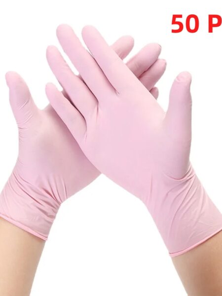Pink Disposable Nitrile Gloves Latex Powder Free for Kitchen Household Cleaning Dishwashing Garden Work Beauty Salon Tatoo Glove