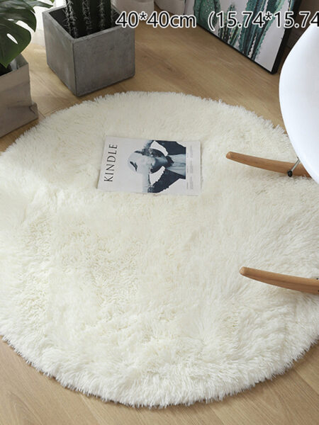 40*40cm Round Fluffy Rug Non-slip Living Room Small Carpet Ground Mat Kids Room Long Plush Bedroom Bed Side Shaggy Footcloth