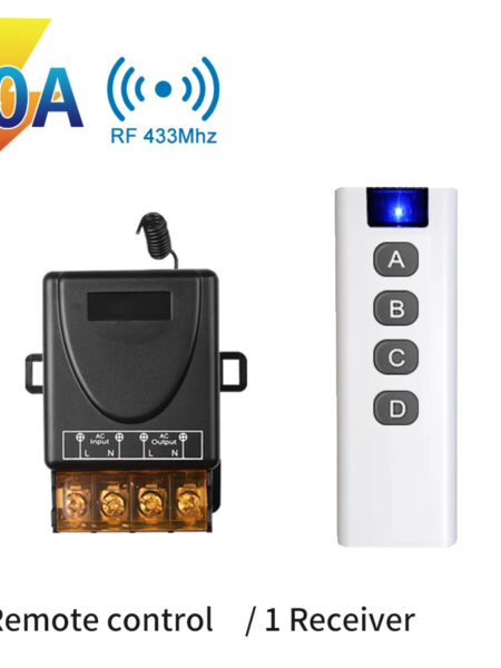 Wireless Smart Switch 433Mhz Remote Control AC 75-220V 30A High Power Receiver 4Button Transmitter For Water Pump Factory Lamp