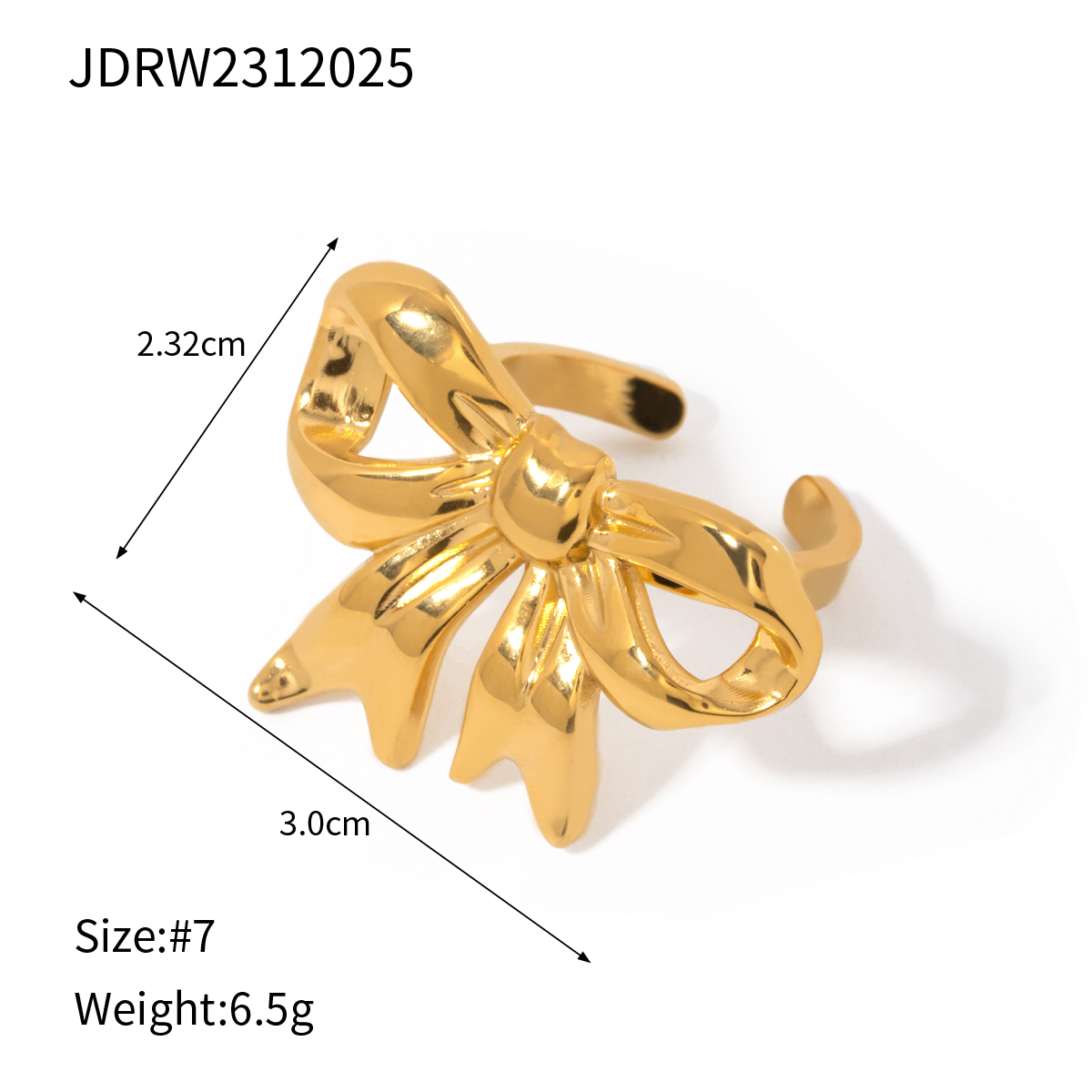 Uworld Stainless Steel Bow Tie Exquisite Ring Stylish Golden Texture Chic Women Finger Ring Jewelry Bijoux Femme Gift