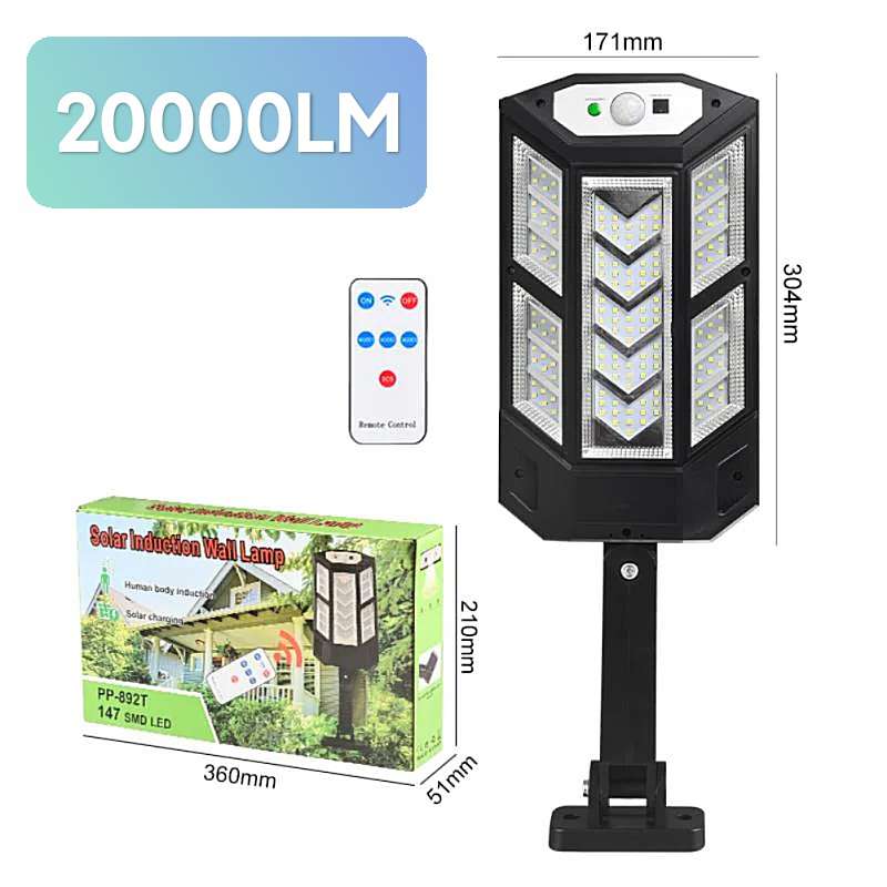 20000LM Powerful Outdoor Solar Lamp 3 modes Motion Sensor External Solar Lamp IPX65 Sunlight Yard Street Solar Outdoor Lighting