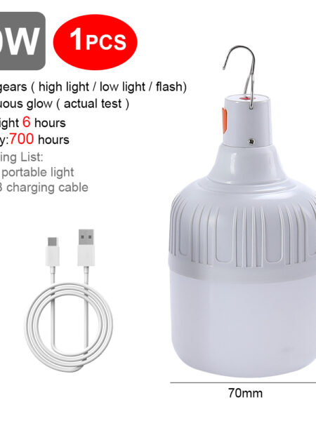 Usb Rechargeable Led Bulb Portable Camping Light Bulb Emergency Lighting Flashlight Lights Outdoor Picnics Hanging Tent Light