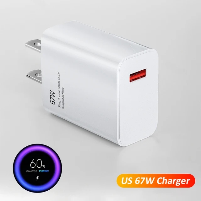 6A 67W Fast Wall Charger for Xiaomi 10 11 12 Lite 13T Redmi Note 10S 11T 12T 13 Pro POCO Turbo Charge Type-C USB Charging Cable
