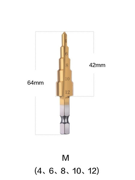 1/4" Hex Shank Step Drill Bit 4-12mm/4-20mm/4-32mm Cone Titanium Coated Metal Hole Cutter HSS High Speed Steel Quick Change