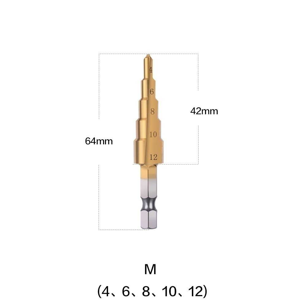 1/4" Hex Shank Step Drill Bit 4-12mm/4-20mm/4-32mm Cone Titanium Coated Metal Hole Cutter HSS High Speed Steel Quick Change