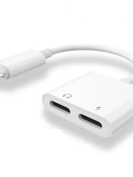 2in1 Audio Adapter for iPhone 11 12 Pro Max XS Aux Jack Headset Lighting 3.5mm to Headphone Splitter Charging Earphone Cable