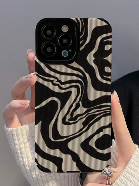 Fashion Zebra Stripe Wrinkle Silicone Phone Case For iPhone 14 12 11 15 13 Pro Max Mini 8 7Plus SE XR XS X Soft Shockproof Cover