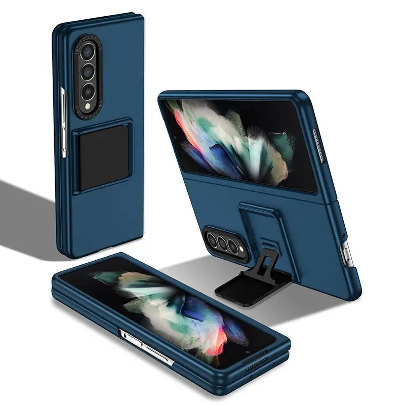 Dull Polish Case For Samsung Galaxy Z Fold 5 4 3 5G Fashion Stereoscopic Holder PC Cover Anti-knock Cases for Fold5 Fold4 Fold3