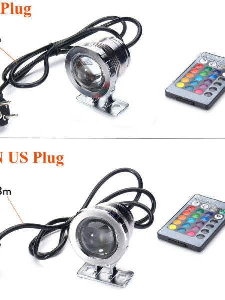 Underwater RGB Aquarium Light LED Floodlight Outdoor Waterproof Garden Spotlight Lamp for Fountain Swim Pool Pond US / EU  Plug