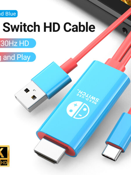 3-in-1 Type C to Display Port 4K30Hz USB to HDTV 2M Cable USB 5V Power Supply With For Nintendo Switch OLED/Phone/Notebook/Pad