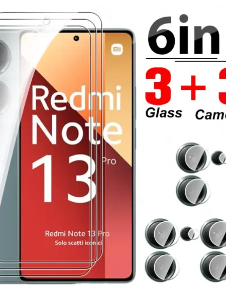6in1 Tempered Glass  For Redmi Note 13 Pro 4G Screen Protector For Xiaomi Redmi Note13 13Pro Note13Pro 5G Lens Protect Film