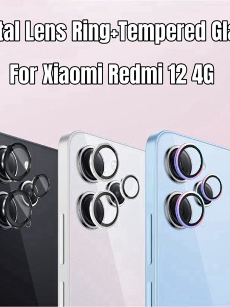 9D Lens Metal Ring Protector Glass For Redmi 12 4G Aluminum Sticker Protection Camera Cover For Xiaomi Redmi12 4G Protective Cap