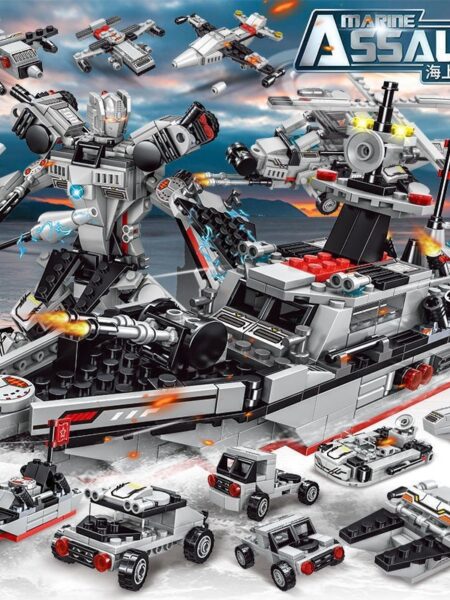 Cross-border Rim Warship Compatible Lego Red Sea Cruiser Assembled Military Boy Bag Toys Wholesale