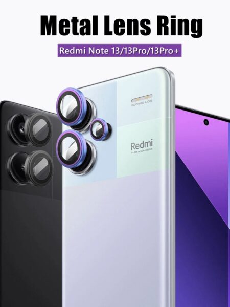 Metal Camera Ring Glass for Xiaomi Redmi Note 13 Pro +, Note13 Pro Plus 5G 4G Lens Protective Screen Protector