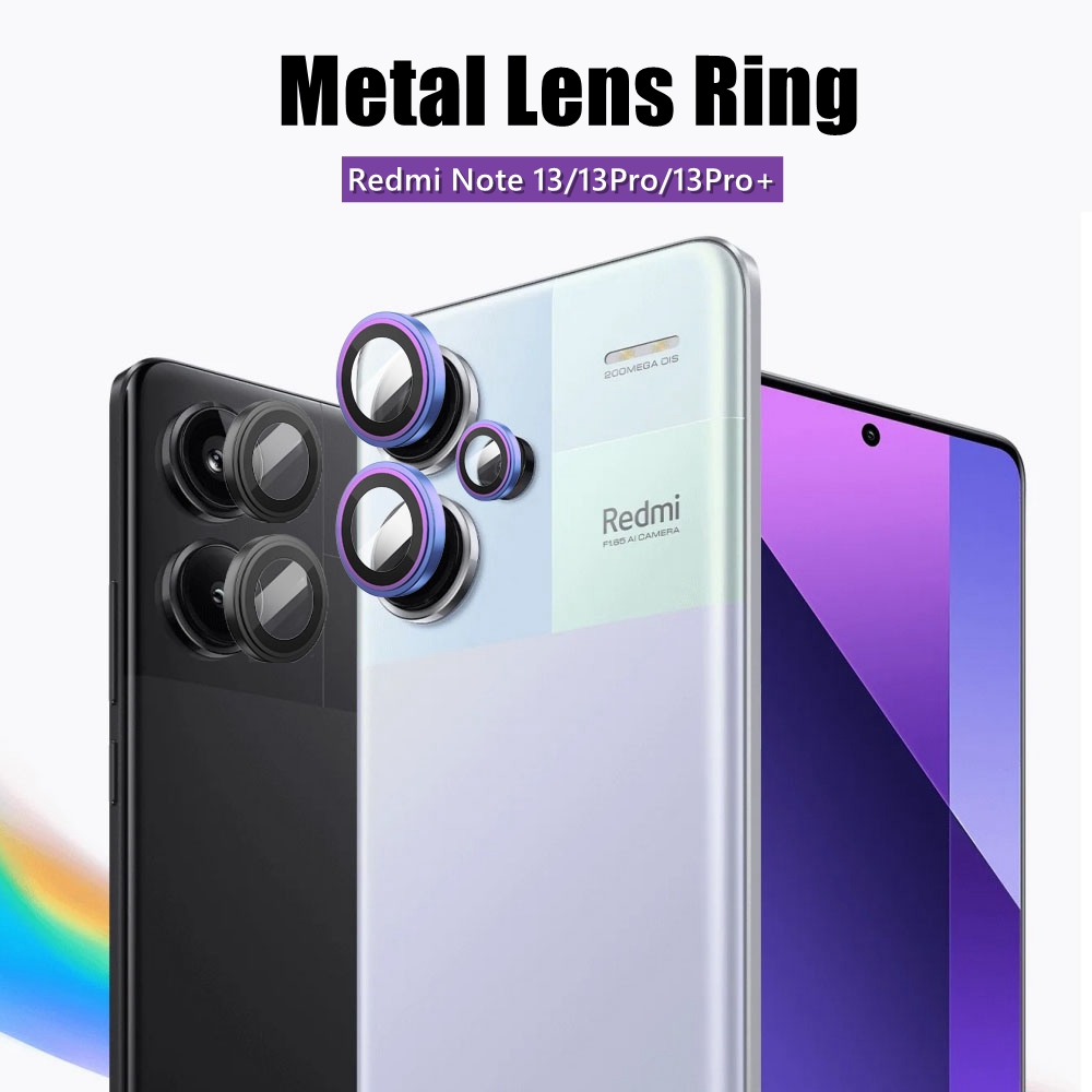 Metal Camera Ring Glass for Xiaomi Redmi Note 13 Pro +, Note13 Pro Plus 5G 4G Lens Protective Screen Protector