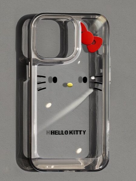 NEW Sanrio Hello Kitty Cute Bow Phone Case For iPhone 15 14 13 Pro Max 11 12 13 Pro X XR 7 8 Plus Soft Acrylic Cover Girl Y2K
