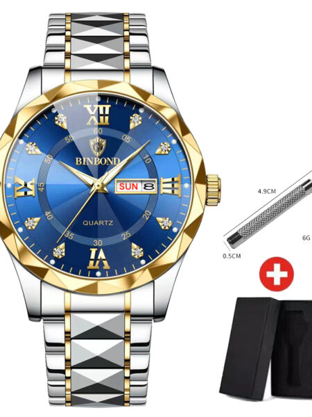 BINBOND B2521 Fashion Luxury Business Men Watches 30M Waterproof Week Date Clock Sports Quartz Mens Wristwatch Relogio Masculino