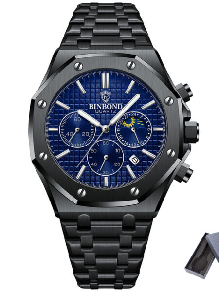Top Brand Man Casual Watch Luxury Luminous BINBOND B0161 Box Wristwatch Stainless Steel Waterproof Men Date Calendar Clock