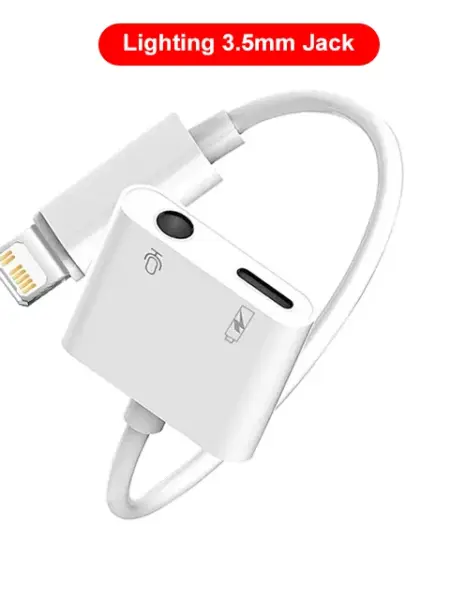 Audio Adapter For iPhone 14 13 12 11 Pro Max Aux Jack Headphone 3.5 mm To Headphone Jack Charger Splitter Converter Accessories