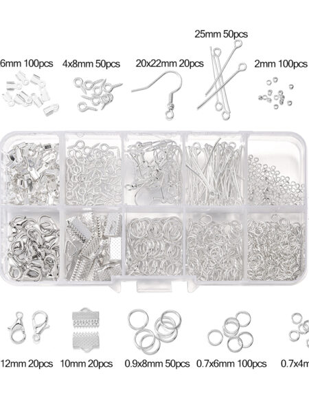 Alloy Accessories Jewelry Findings Set Repair Tools Lobster Clasp Open Jump Rings Earring Hooks for DIY Jewelry Making Supplies