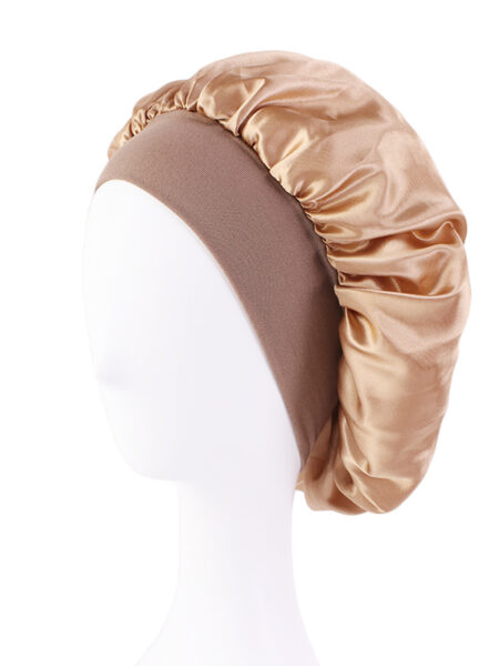 New Satin Wide Brim Nightcap Silky Bonnet Hair Wrap for Sleeping Sleep Cap With Elastic Soft Band Styling Cap Hair Wrapping Tool