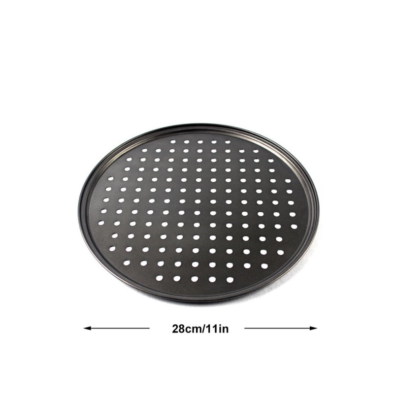 28/32cm Carbon Steel Perforated Pizza Pan Non Stick Ro UndOven Tray With Holes Cooking Plate Dishes Holder Baking Toosl