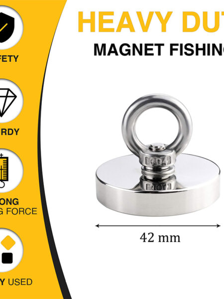 Super Strong Neodymium Fishing Magnet Hooks N52 Heavy Duty Magnet with Countersunk Hole Eyebolt 16-42mm Salvage Searcher Magnets