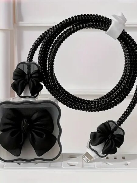 Cartoon Pink Flower Cable Charger Protector Cover For Iphone 15 14 13 12 18W 20W Charger New Data Line Spiral Winder Protective