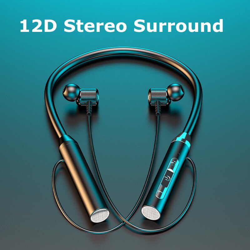 Wireless Headphones Bluetooth 5.0 Neckband Earphones Silicone Hifi 9D Stereo Sports Headset Halter Waterproof Magnetic Earbuds