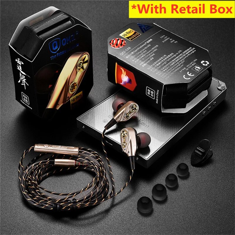 Original QKZ CK8 4D Copper Driver HiFi Wired Earphone Sport Headphone Bass Stereo Headset Music Earbuds 3.5MM In Ear With Mic