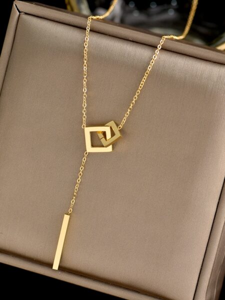 Fashion Luxury 316L Titanium Steel Heart Love Flower Square Necklace  Pendant Neck Chain Girl Jewelry