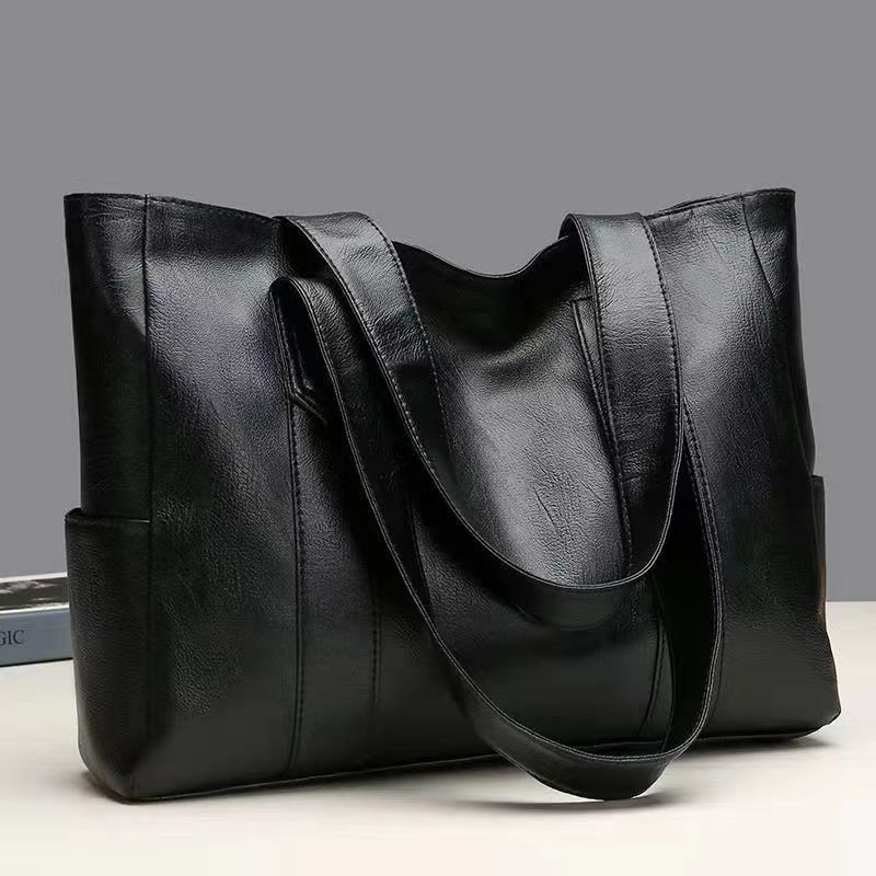 Fashion Large Soft Leather Ladies Bag European and American Retro Ladies Large Capacity Shoulder Handbag PU Material